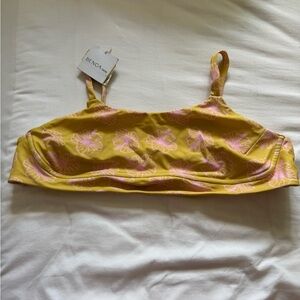 Yellow Floral Bikini Top